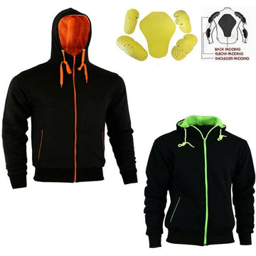 Mens Black Fleece Hoodie Removable CE Armour Motorbike Jacket - biznimart